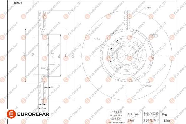 EUROREPAR 1684304780 - Bremžu diski www.autospares.lv