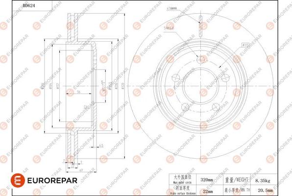 EUROREPAR 1684306680 - Bremžu diski www.autospares.lv