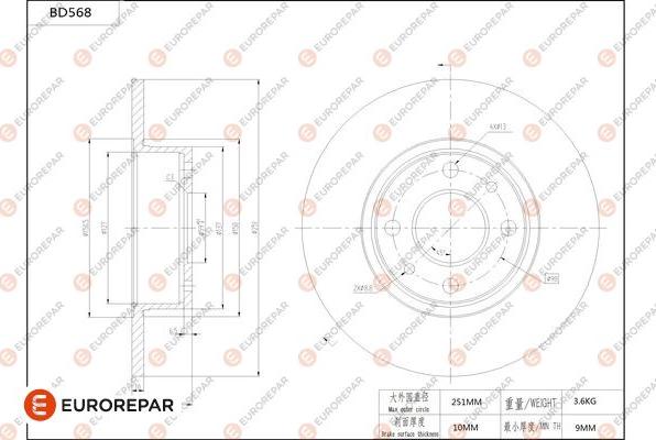 EUROREPAR 1684301080 - Bremžu diski www.autospares.lv