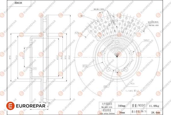 EUROREPAR 1684308080 - Bremžu diski www.autospares.lv