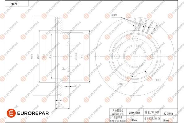 EUROREPAR 1684303780 - Bremžu diski www.autospares.lv