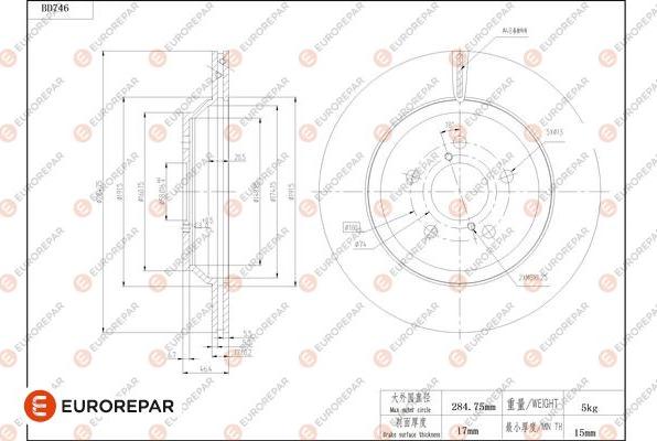 EUROREPAR 1684318880 - Bremžu diski www.autospares.lv