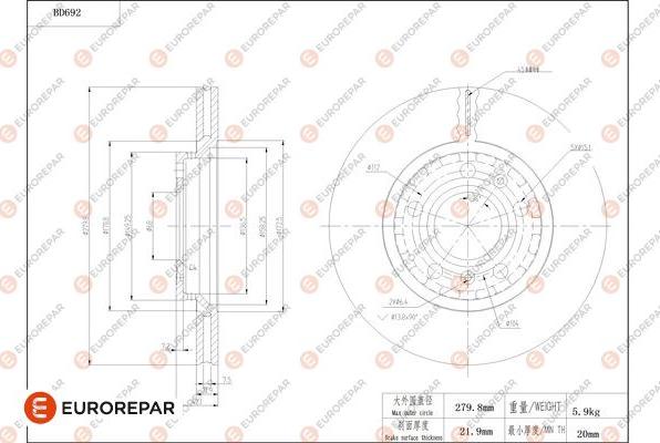 EUROREPAR 1684313480 - Brake Disc www.autospares.lv