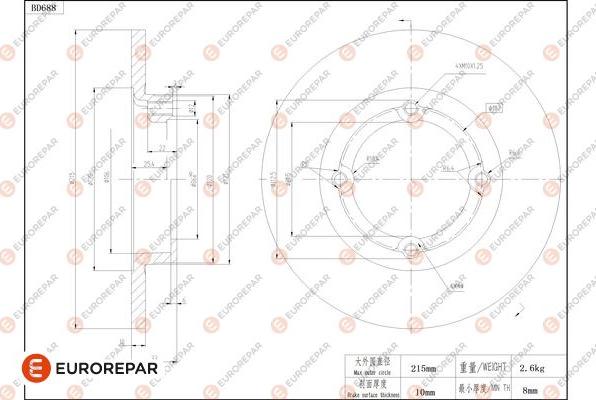 EUROREPAR 1684313080 - Bremžu diski www.autospares.lv