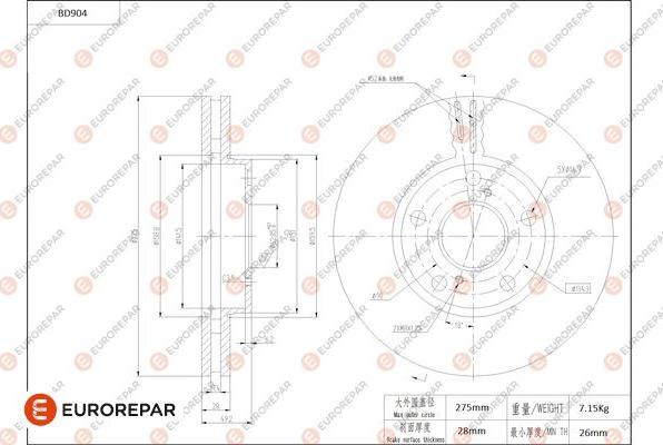 EUROREPAR 1684334680 - Bremžu diski www.autospares.lv