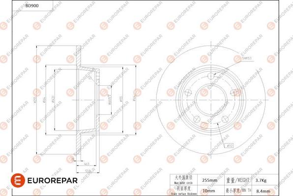 EUROREPAR 1684334280 - Bremžu diski www.autospares.lv