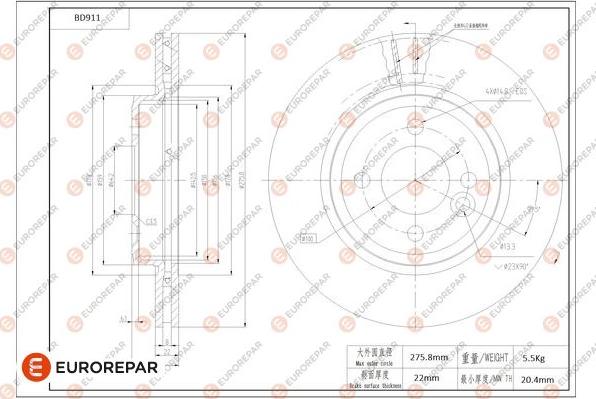 EUROREPAR 1684335380 - Bremžu diski www.autospares.lv