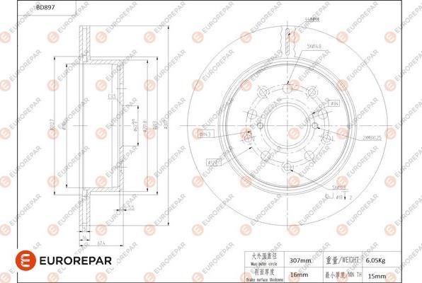 EUROREPAR 1684333980 - Bremžu diski www.autospares.lv