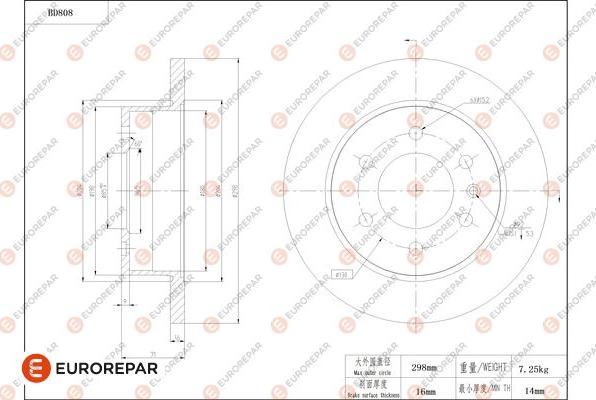 EUROREPAR 1684325080 - Bremžu diski www.autospares.lv