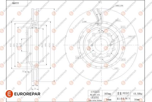 EUROREPAR 1684321980 - Bremžu diski www.autospares.lv