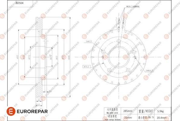 EUROREPAR 1684294680 - Bremžu diski www.autospares.lv