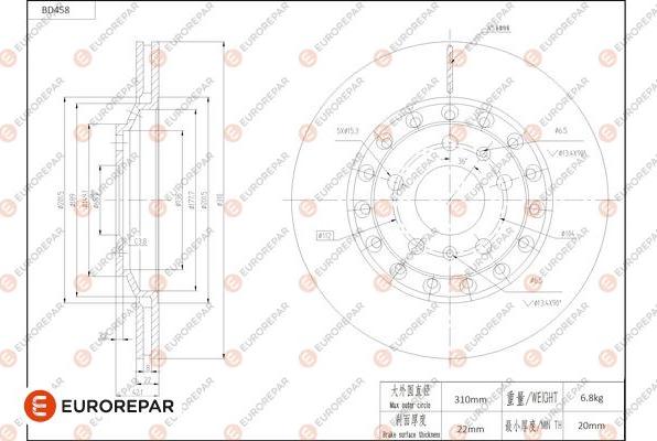 EUROREPAR 1684290080 - Bremžu diski www.autospares.lv