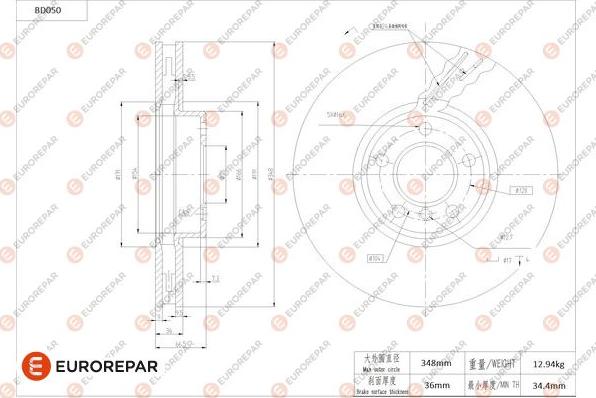 EUROREPAR 1684249280 - Bremžu diski www.autospares.lv