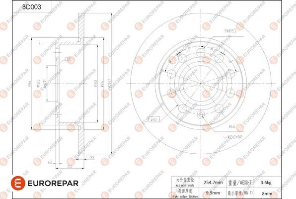 EUROREPAR 1684244580 - Bremžu diski www.autospares.lv