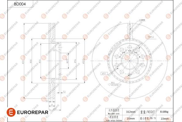 EUROREPAR 1684244680 - Bremžu diski www.autospares.lv