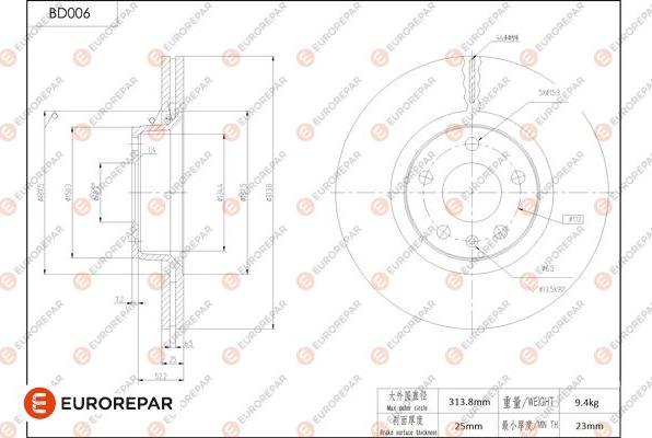 EUROREPAR 1684244880 - Bremžu diski www.autospares.lv