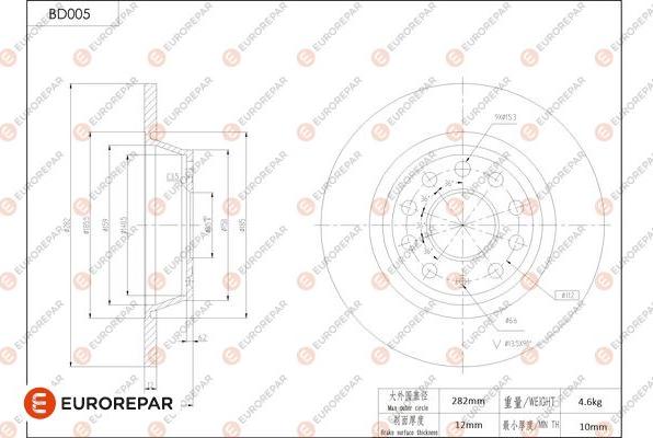 EUROREPAR 1684244780 - Bremžu diski www.autospares.lv