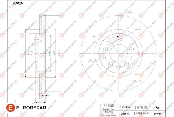 EUROREPAR 1684246880 - Bremžu diski www.autospares.lv