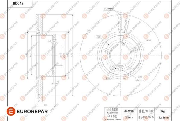 EUROREPAR 1684248480 - Bremžu diski www.autospares.lv