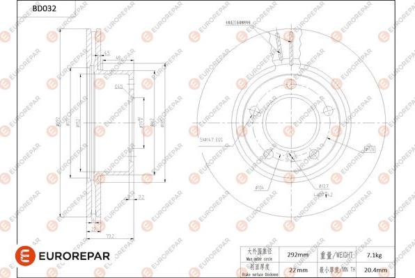 EUROREPAR 1684247480 - Bremžu diski www.autospares.lv