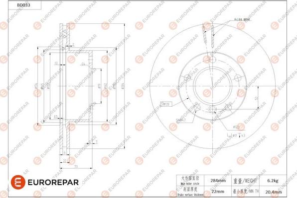 EUROREPAR 1684247580 - Bremžu diski www.autospares.lv