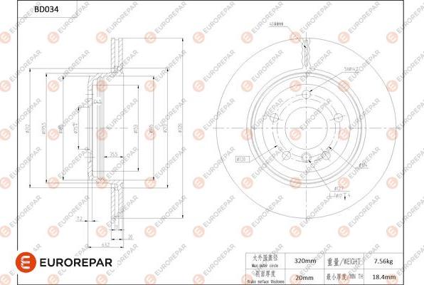 EUROREPAR 1684247680 - Bremžu diski www.autospares.lv