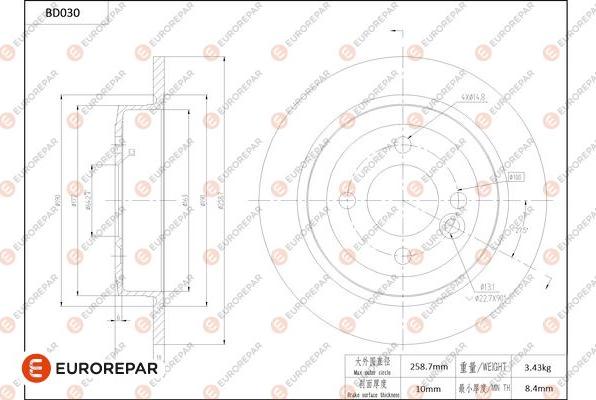 EUROREPAR 1684247280 - Bremžu diski www.autospares.lv