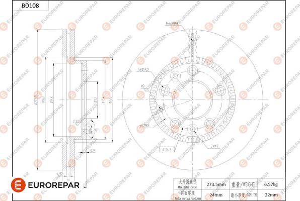 EUROREPAR 1684255080 - Bremžu diski www.autospares.lv