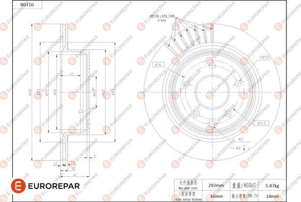 EUROREPAR 1684255280 - Bremžu diski www.autospares.lv