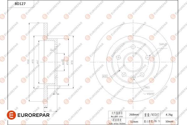 EUROREPAR 1684256980 - Bremžu diski www.autospares.lv