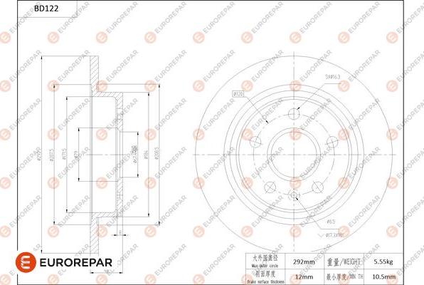 EUROREPAR 1684256480 - Bremžu diski www.autospares.lv