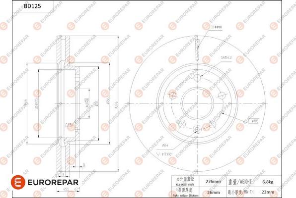 EUROREPAR 1684256780 - Bremžu diski www.autospares.lv