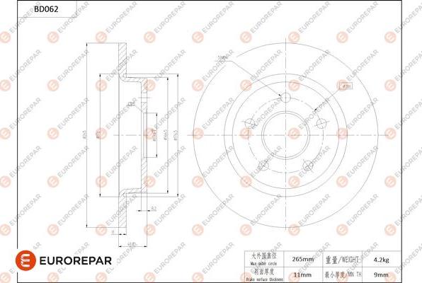 EUROREPAR 1684250480 - Bremžu diski www.autospares.lv