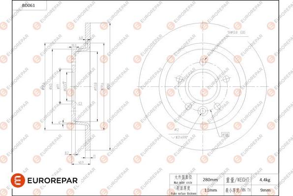 EUROREPAR 1684250380 - Bremžu diski www.autospares.lv