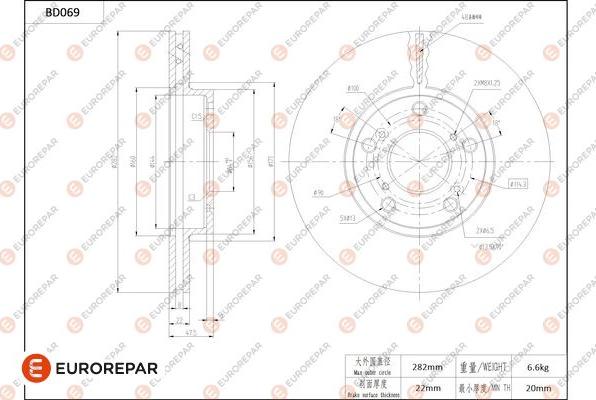 EUROREPAR 1684251180 - Bremžu diski www.autospares.lv