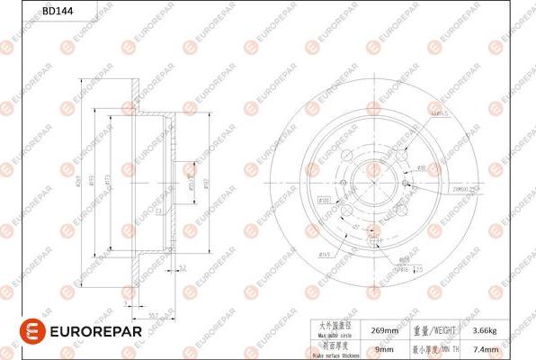 EUROREPAR 1684258680 - Bremžu diski www.autospares.lv