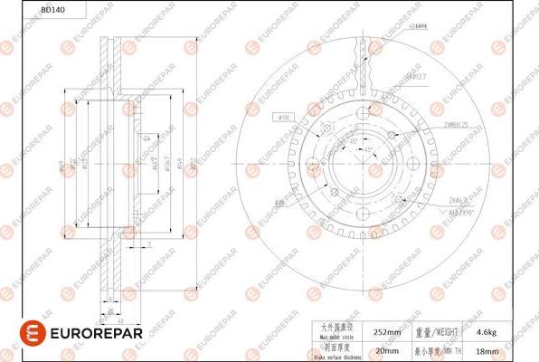 EUROREPAR 1684258280 - Bremžu diski www.autospares.lv