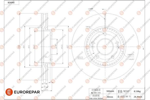 EUROREPAR 1684253280 - Bremžu diski www.autospares.lv