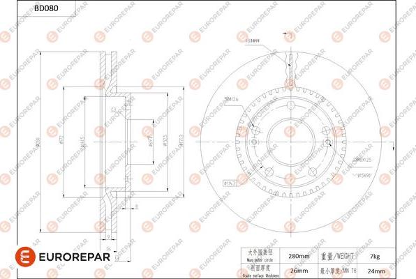 EUROREPAR 1684252280 - Bremžu diski www.autospares.lv