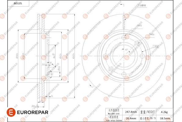 EUROREPAR 1684257780 - Bremžu diski www.autospares.lv