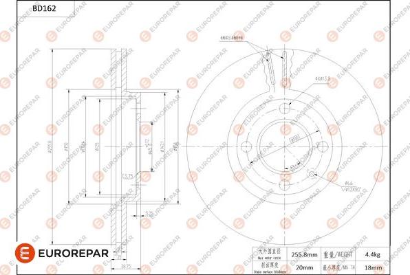 EUROREPAR 1684260480 - Bremžu diski www.autospares.lv