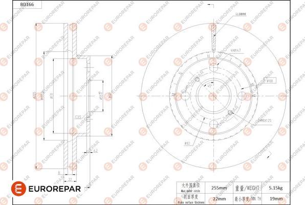 EUROREPAR 1684260880 - Bremžu diski www.autospares.lv