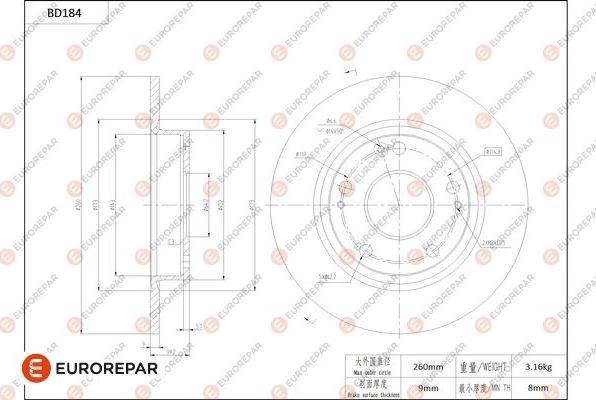 EUROREPAR 1684262680 - Bremžu diski www.autospares.lv