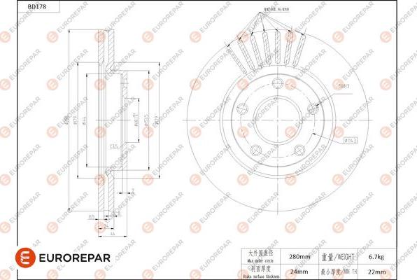 EUROREPAR 1684262080 - Bremžu diski www.autospares.lv