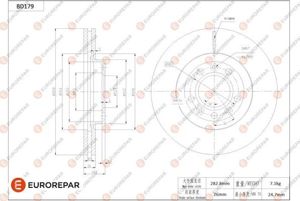 EUROREPAR 1684262180 - Bremžu diski www.autospares.lv