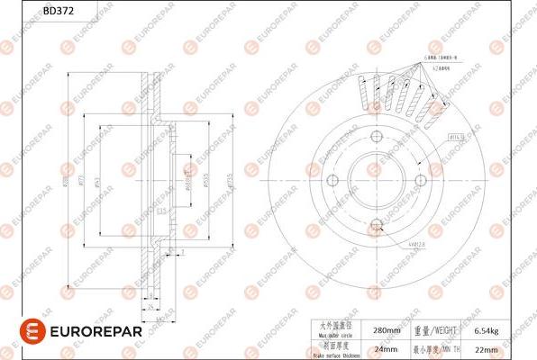 EUROREPAR 1684281480 - Bremžu diski www.autospares.lv