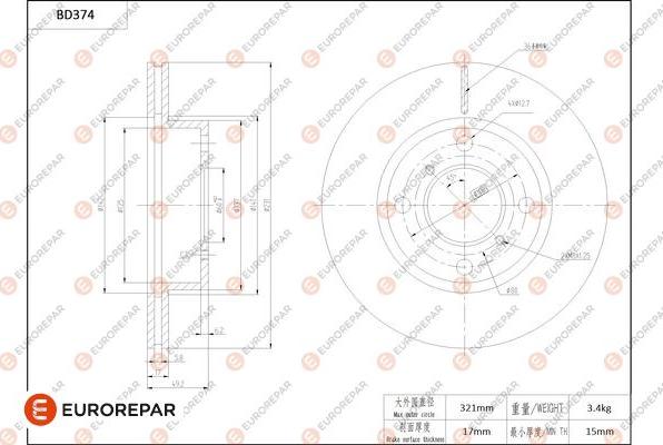 EUROREPAR 1684281680 - Bremžu diski www.autospares.lv