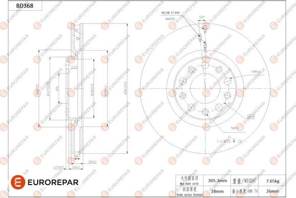 EUROREPAR 1684281080 - Bremžu diski www.autospares.lv