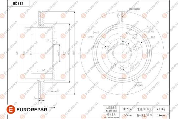 EUROREPAR 1684275480 - Bremžu diski www.autospares.lv