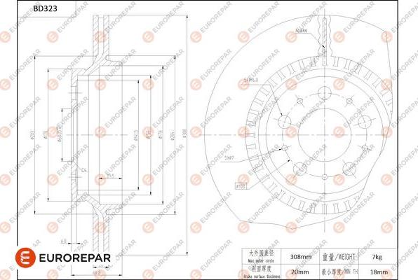 EUROREPAR 1684276580 - Bremžu diski www.autospares.lv